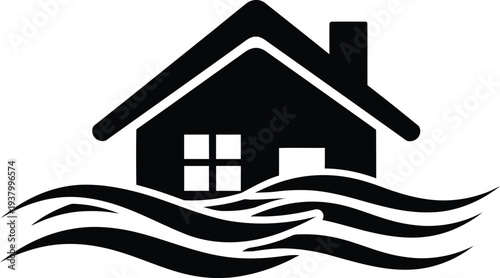 House in floodwaters with rising tide