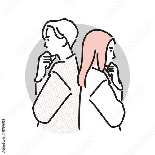シンプル　イラスト　妊活や不妊に悩む夫婦のイメージ ベクターイラスト