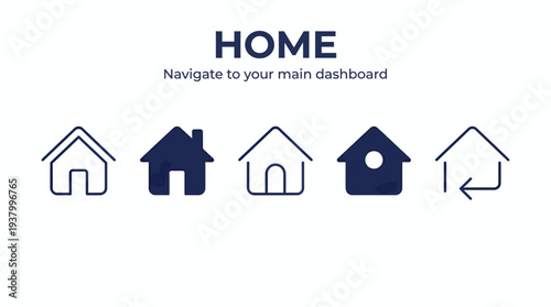 House Icons in Various Design Styles And Website Home Page.