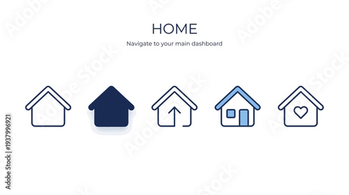 Set of Simple House Icons Collection And Website Home Page.