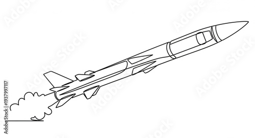 Line Drawing of Missile Launching.