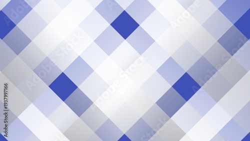 Vibrant abstract diagonal plaid pattern with intersecting blue and white diamond shapes, creating a modern geometric background for diverse creative design projects