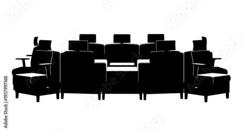 Luxury Black Leather Home Theater Seating.