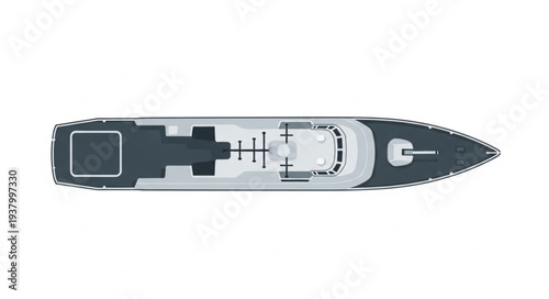 Luxury Yacht Top View Illustration.