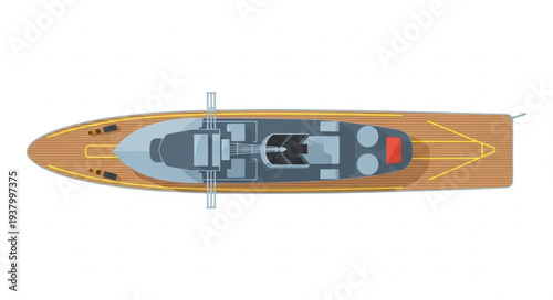 Luxury Yacht Top View Illustration.