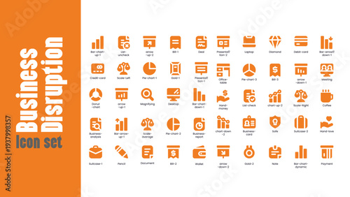 Agile Enterprise Kit, Breakthrough Disruption & Scalability Vector Symbols, Digital Transformation & Market Disruption Vector Icon Set