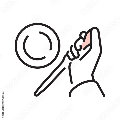 シンプル　イラスト　温かい飲み物で体を温める女性のイメージ ベクターイラスト