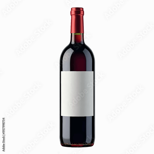 Wine botte mock up place on white background. Product, alcohol, beverage and advertisement concept. 3D Rendering. Relistic red wine bottle mockup isolated on white background.