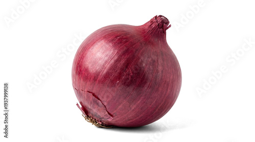 Fotografie a single, ripe red onion with a vibrant purple skin and a slightly cracked surface, isolated on a clean transparent background