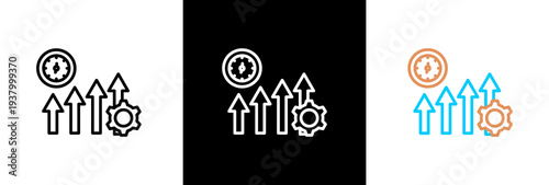 Productivity on white and black background