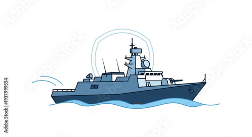 Military Naval Ship at Sea.
