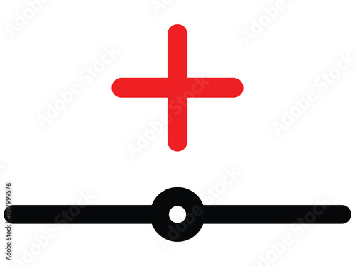 Red Plus Symbol and Horizontal Slider Adjustment Icon
