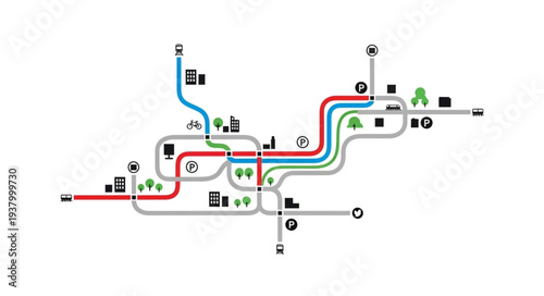 Metro Map City Transportation Network.