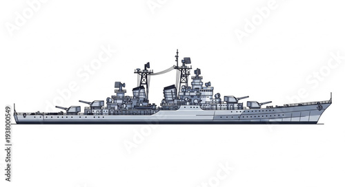 Military Destroyer Ship at Sea.