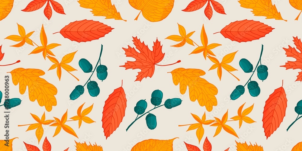 Obraz premium seamless pattern with autumn leaves