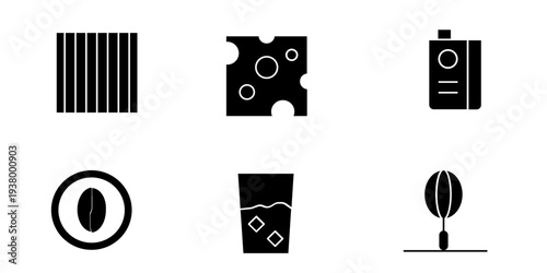 Set of 6 food and drink glyph icons vector