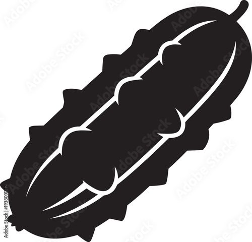 African Cucumber silhouette icon for vegetable market branding and healthy salad design elements