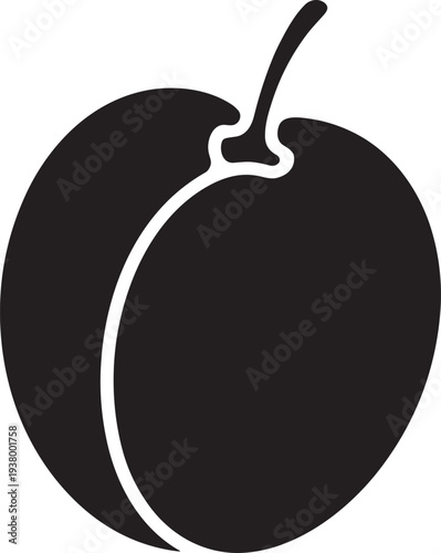 Beach Plum fruit black silhouette, vector illustration. fresh healthy fruit, organic food