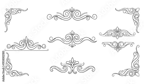 Elegant ornamental scrollwork vector collection with vintage decorative flourishes