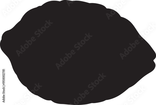 Black silhouette of a Citron isolated on a transparent background, vector art.