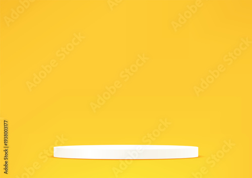 Yellow background vector 3d with white podium Space for selling products on the website. Abstract wallpaper design with copy space to display your products. Vector illustration.