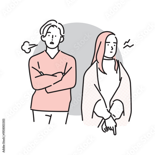 シンプル　イラスト　妊活がうまくいかず悩むカップルのイメージ ベクターイラスト