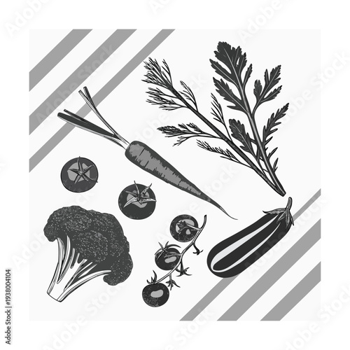 Set of 7 vegetable icons vector