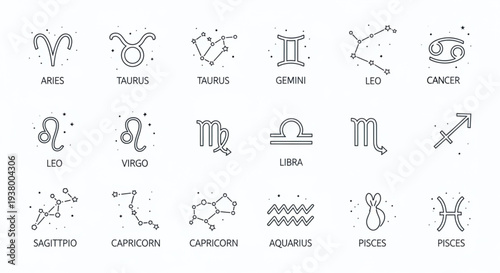 Zodiac Signs and Constellations - A Minimalist Line Art Collection.