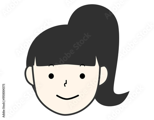 ポニーテールの可愛い女の子　前髪パッツン