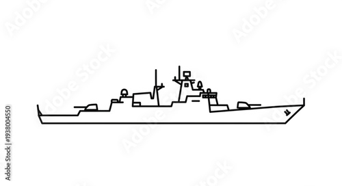 Military Naval Ship Side View.