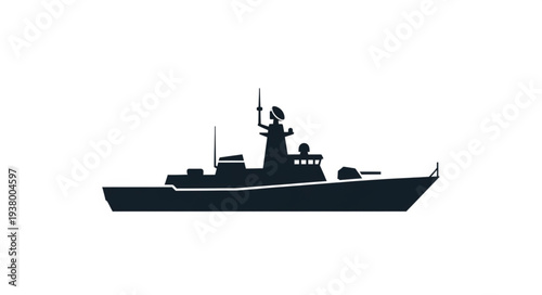 Military Naval Ship Silhouette Illustration.