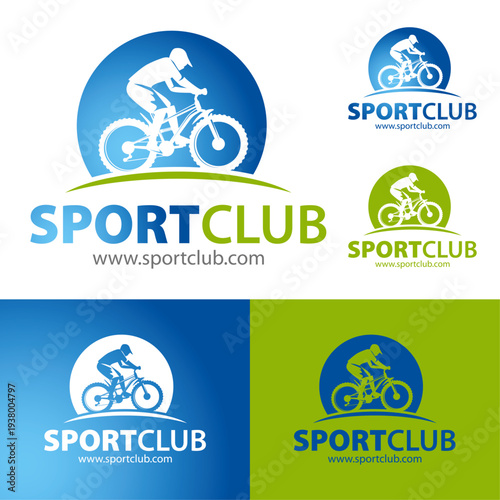 Cyclist mountain bike logo vector emblem