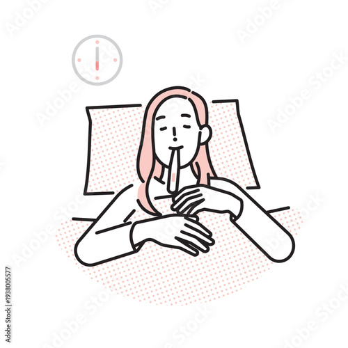 シンプル　イラスト　基礎体温を測る女性のイメージ ベクターイラスト