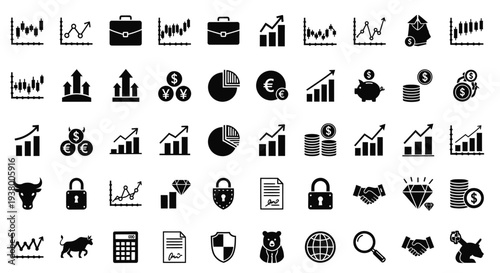 Business Strategy and Office Workflow Icons with Teamwork Analytics and Corporate Management