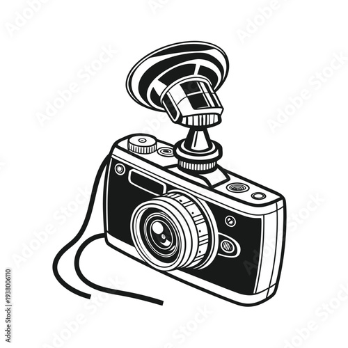 Vector illustration of a camera with a lens hood