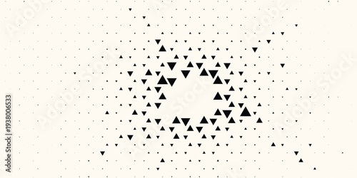 Triangle Shapes Vector Abstract Geometric Technology Background. Radial Composition Halftone Frame Triangular Retro Simple Pattern. Minimal Style Dynamic Tech Wallpaper
