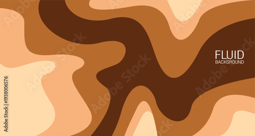Fluid background design with abstract wave chocolate color concept in vector with flat style, new style of fluid liquid background with choco colors.
