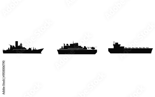 silhouette of a ship,Modern military warships sailing in ocean defense fleet,Powerful naval destroyers guarding national waters,Advanced navy warships ready for maritime defense operations