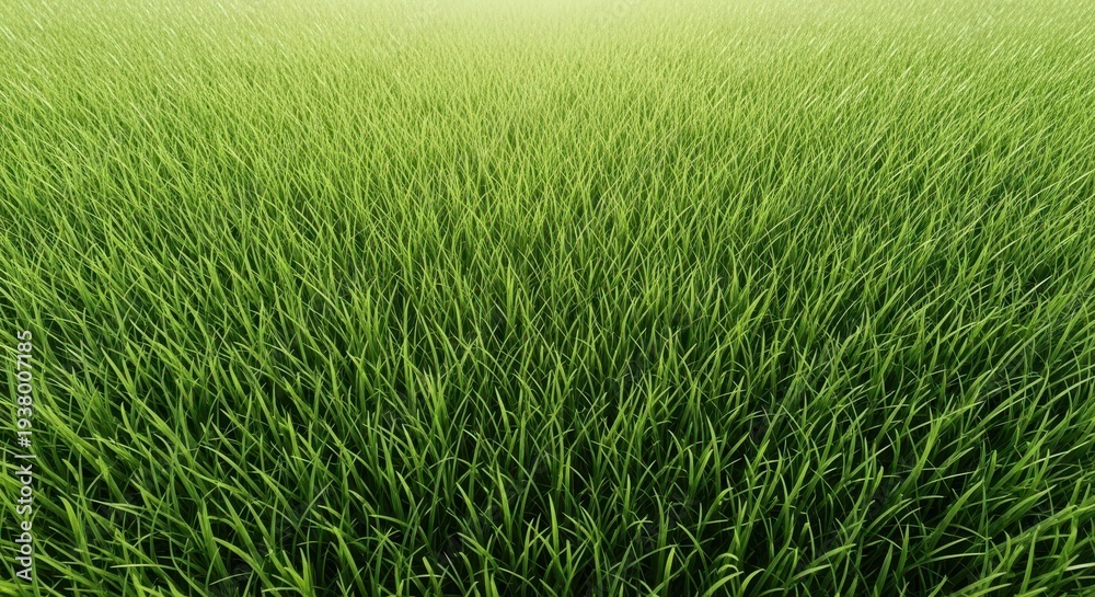 Obraz premium A perfectly manicured, dense green grassplot filling the frame, showing healthy, uniform turf under bright daylight, verdant, beautiful, park