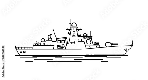 Military Naval Warship Vessel Illustration.