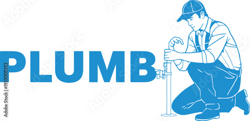 Professional plumber working on pipe repair vector illustration service concept plumbing maintenance design