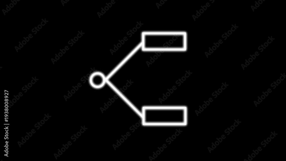 White neon decision tree diagram animation on black background ...