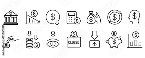 Financial icons for business and investment concepts