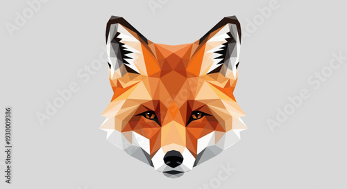 Stylized low-poly geometric fox head illustration on a plain background.