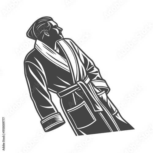 Vector illustration of a man in a bathrobe