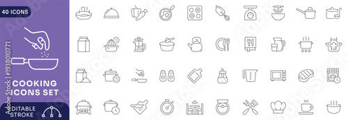 Cooking icon set. line Icon Collection. Fully Editable. Vector illustration.