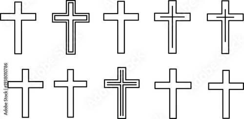 Black outline crosses on white background