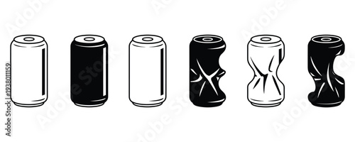Crushed and dented soda cans in various states of damage