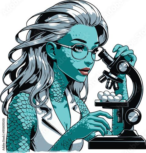 Delivery worker fish-human hybrid riding a scooter with food box, bold thick black clean outline, vector sticker, white background 2