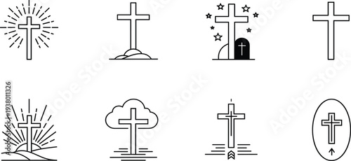 Various Christian Cross Symbols with Different and Backgrounds religious faith